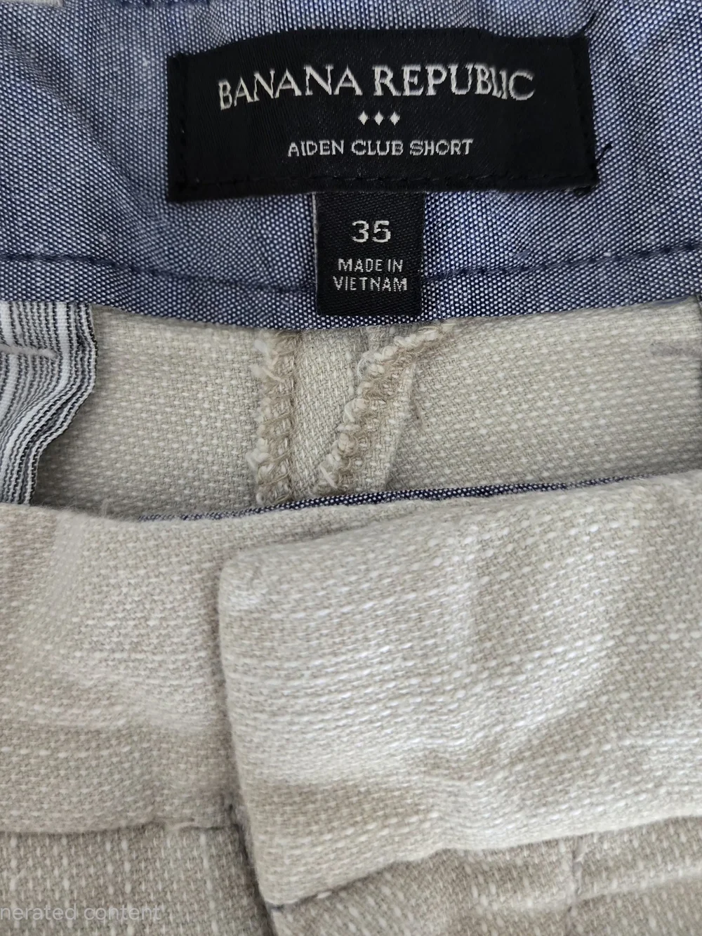 Banana Republic Aiden Club Shorts Men's Size 35 Cream Linen Blend Slim Fit
